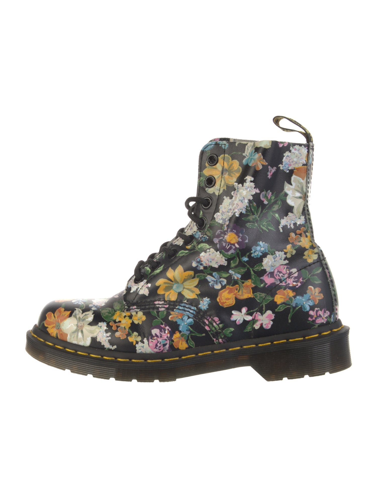 Dr. Martens Leather Floral Print Combat Boots