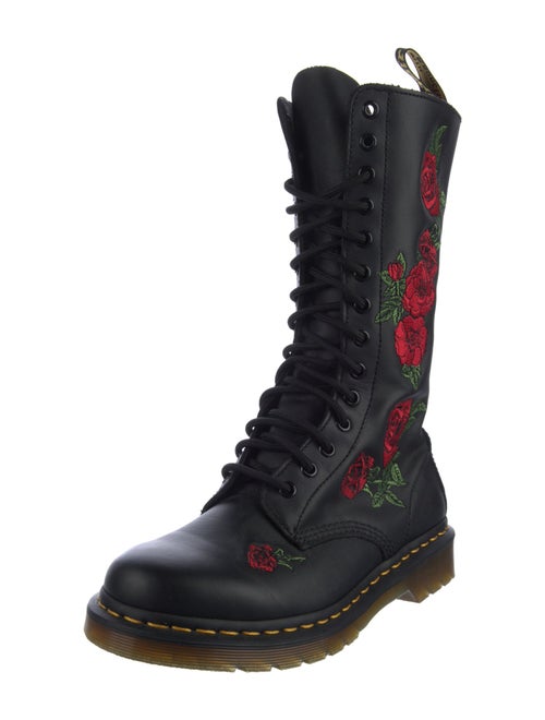 Dr. Martens Leather Floral Print Combat Boots