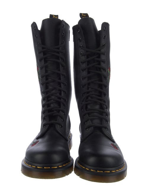 Dr. Martens Leather Floral Print Combat Boots