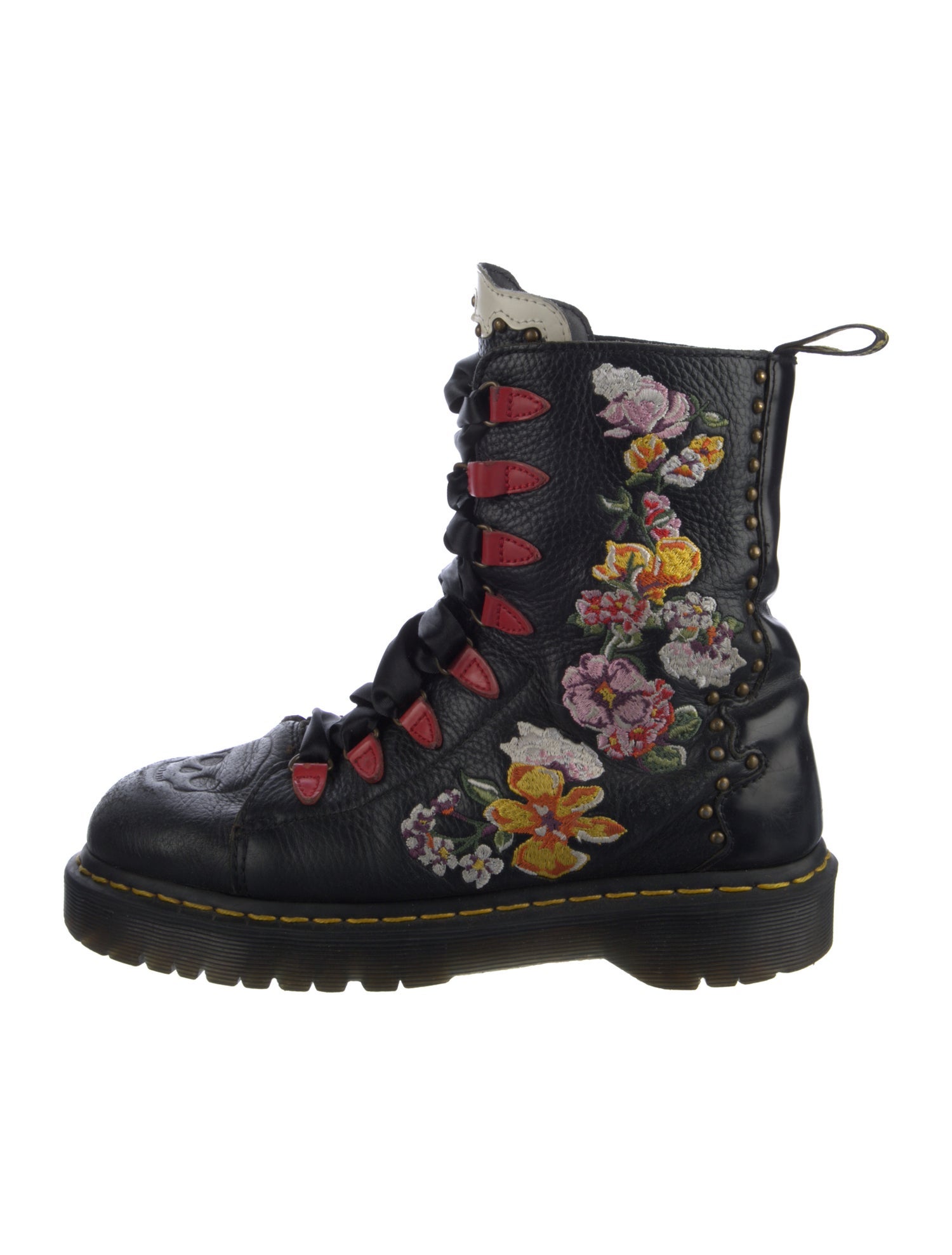 Dr. Martens Leather Floral Print Combat Boots