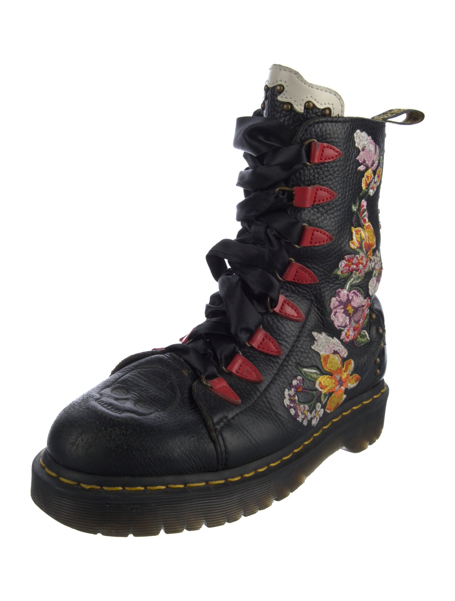 Dr. Martens Leather Floral Print Combat Boots