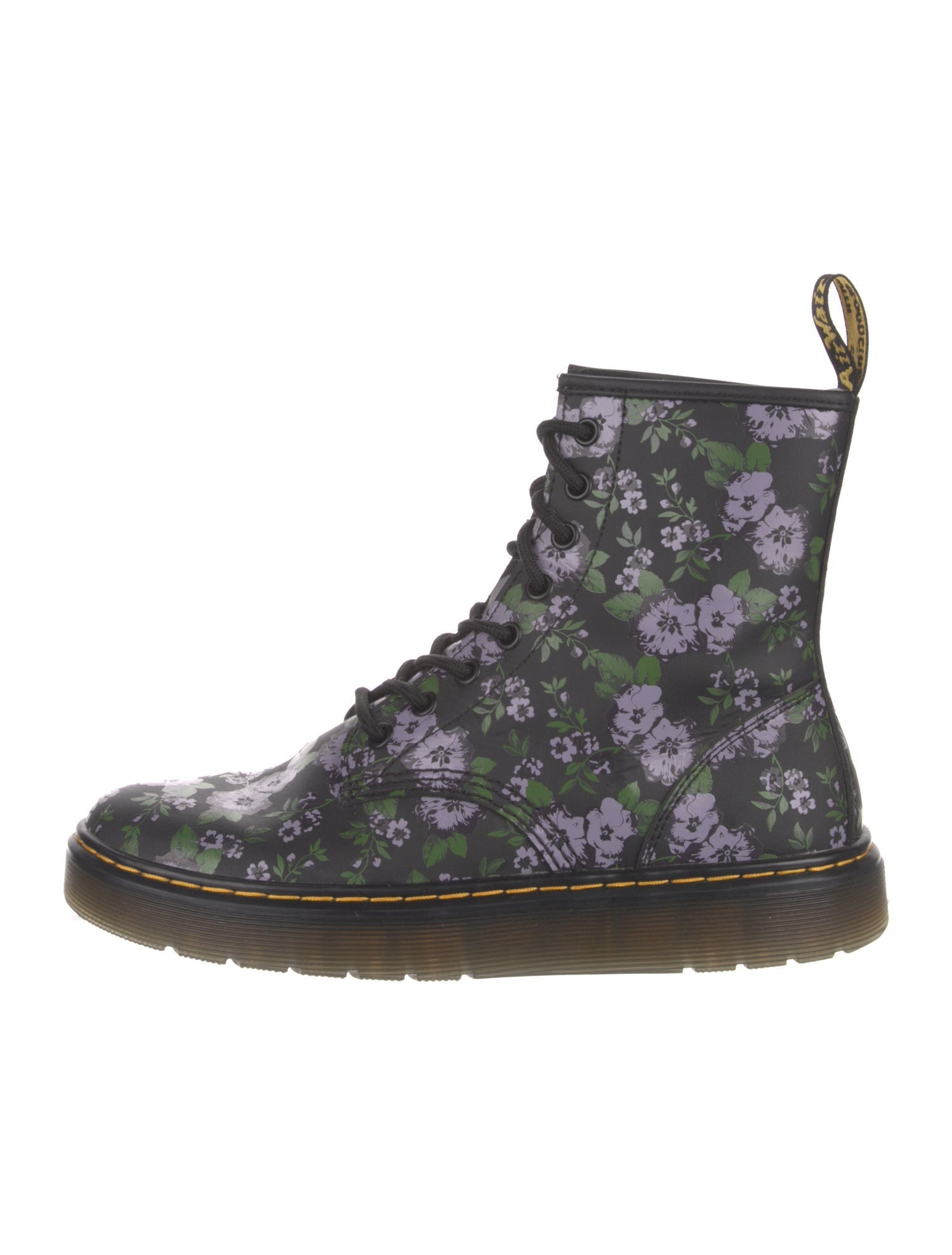 Dr. Martens Leather Floral Print Combat Boots