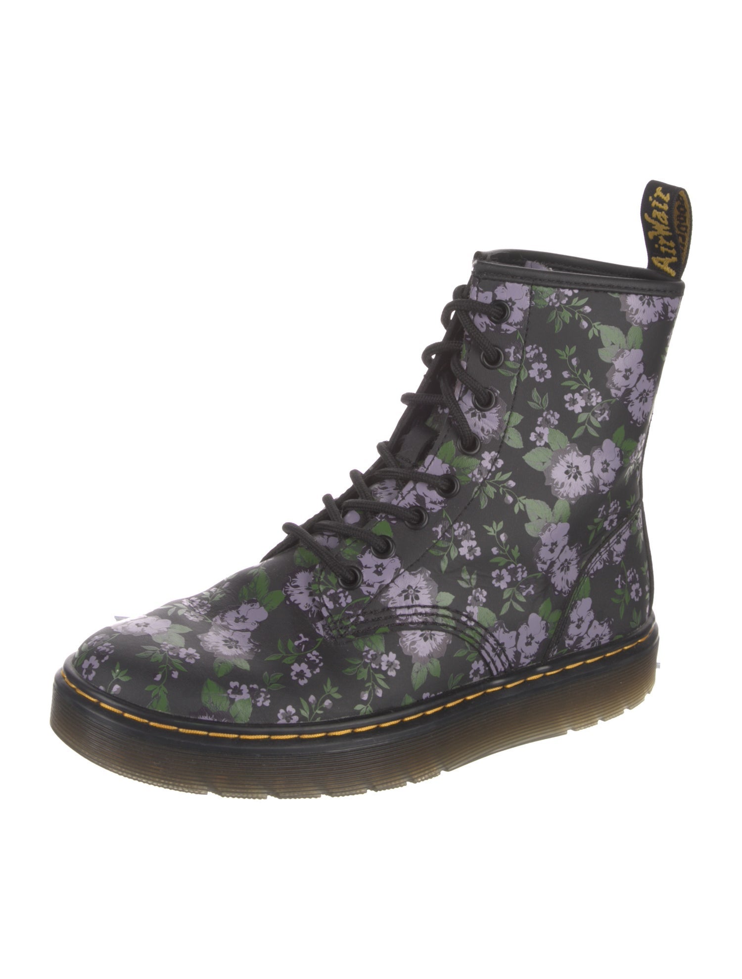 Dr. Martens Leather Floral Print Combat Boots