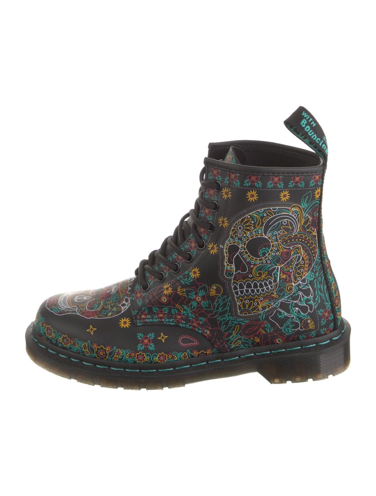 Dr. Martens Leather Printed Combat Boots