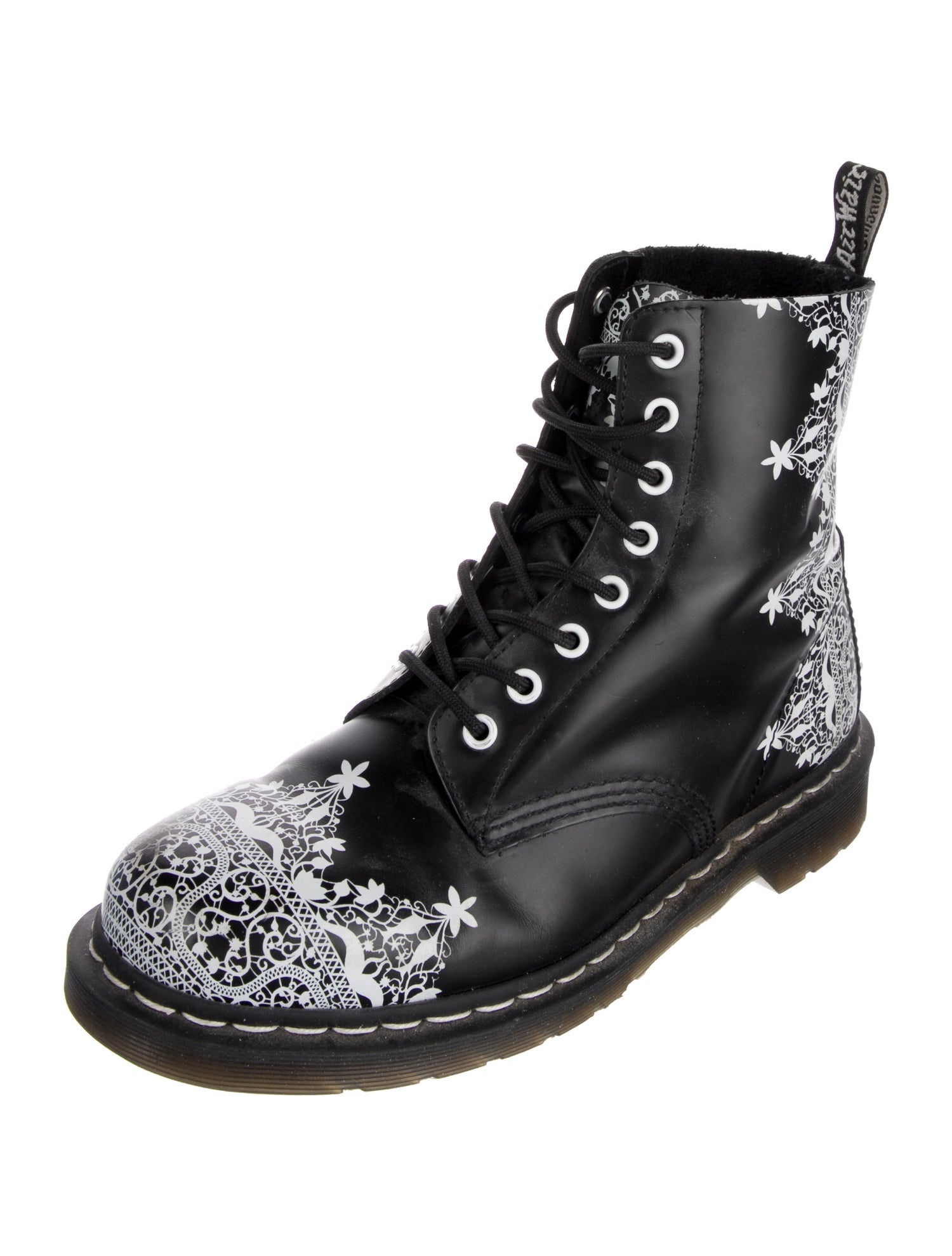 Dr. Martens Leather Graphic Print Lace-Up Boots