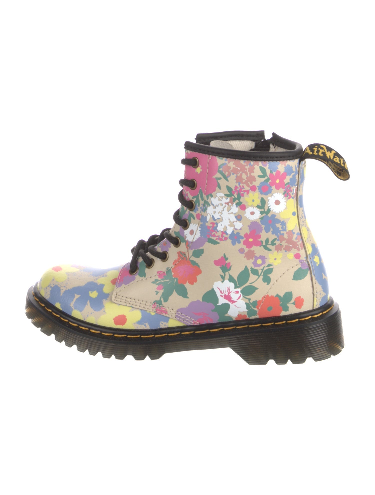 Dr. Martens Leather Floral Print Combat Boots