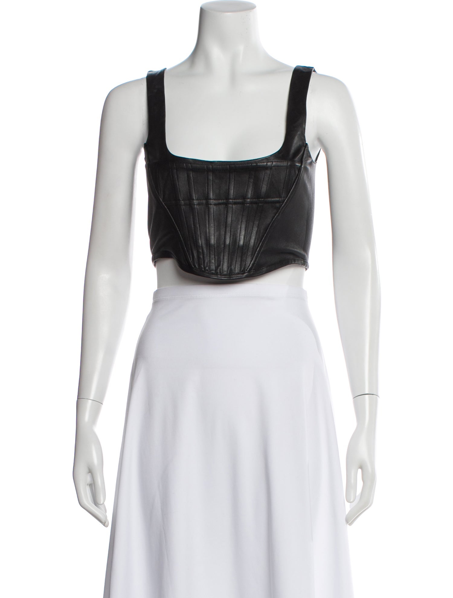 Dundas x Revolve Leather Square Neckline Crop Top