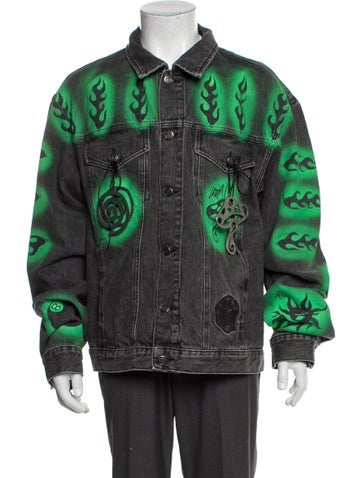 Dries Van Noten x Stussy Outerwear Graphic Print Denim Jacket XL