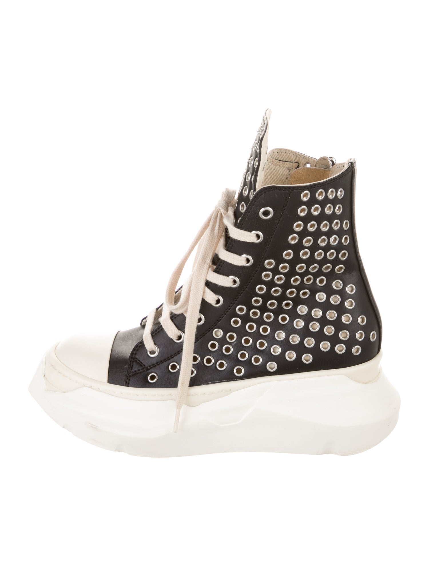 Rick Owens Drkshdw Leather Colorblock Pattern Chunky Sneakers