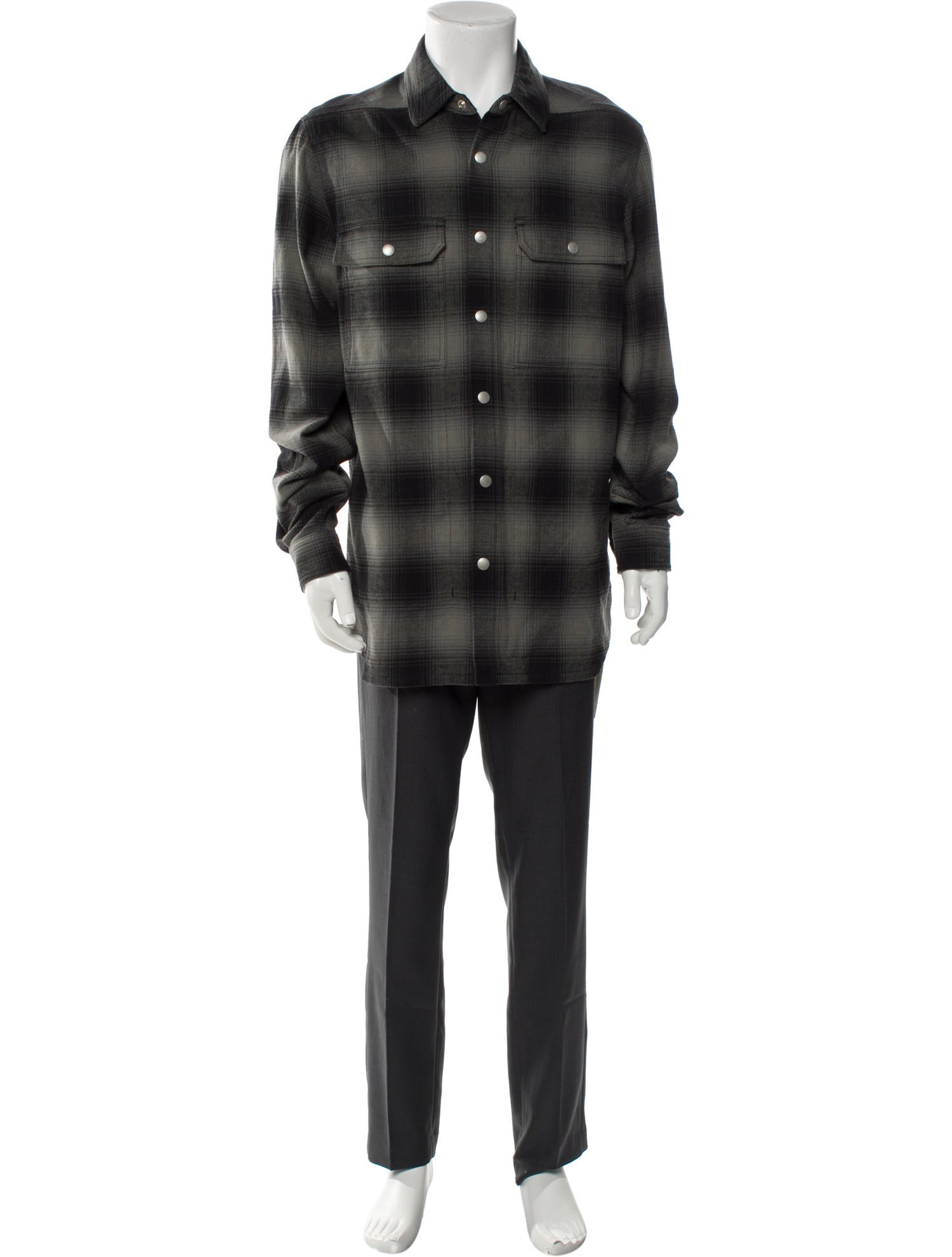 Rick Owens Drkshdw Flannel Outershirt Plaid Print Utility Jacket