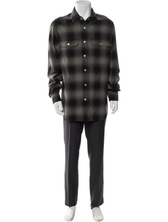 Rick Owens Drkshdw Flannel Outershirt Plaid Print Utility Jacket