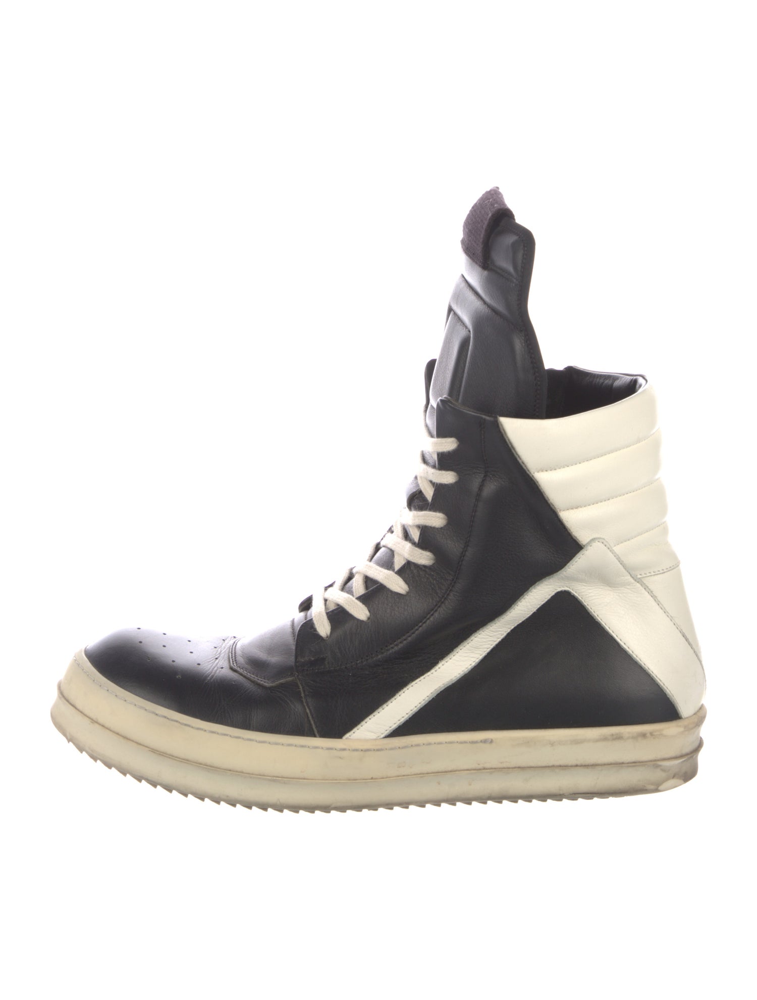 Rick Owens Drkshdw Leather Colorblock Pattern Sneakers