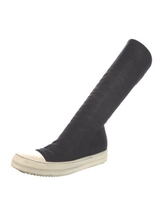 Rick Owens Drkshdw Denim Colorblock Pattern Sock Boots