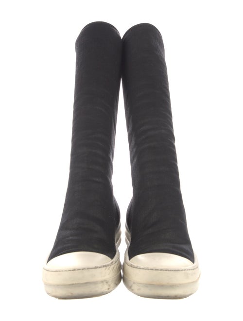 Rick Owens Drkshdw Denim Colorblock Pattern Sock Boots