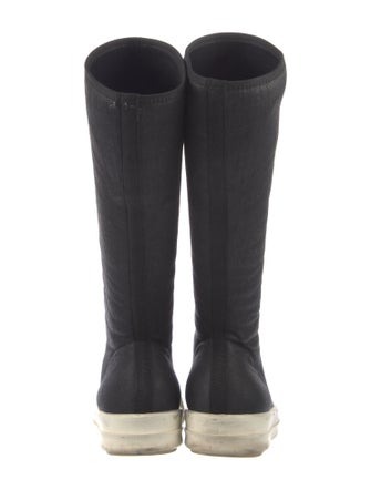 Rick Owens Drkshdw Denim Colorblock Pattern Sock Boots