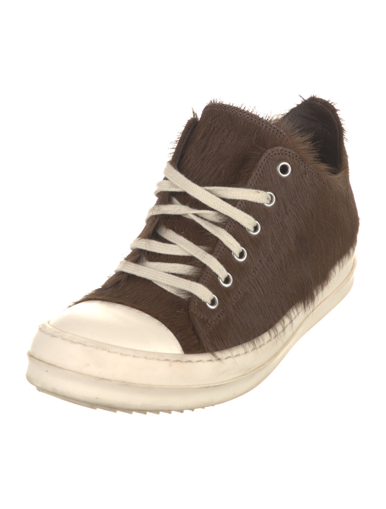 Rick Owens Ponyhair Colorblock Pattern Athletic Sneakers