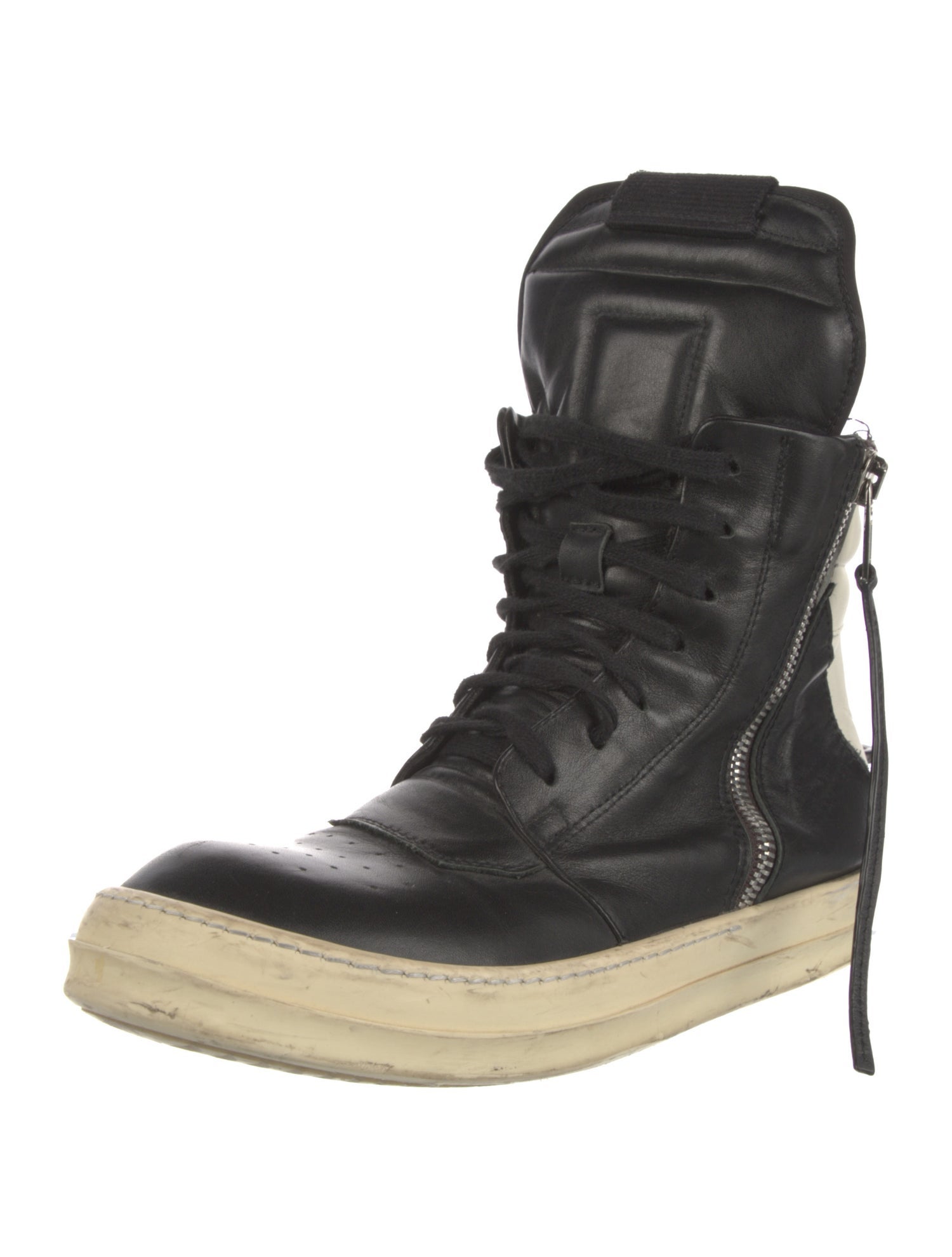 Rick Owens Drkshdw Leather Colorblock Pattern Sneakers