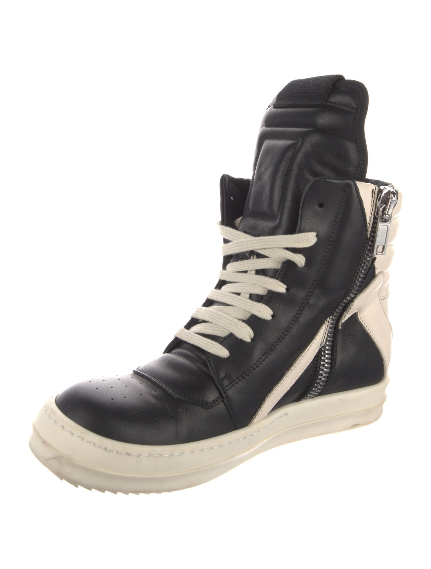 Rick Owens Drkshdw Leather Colorblock Pattern Wedge Sneakers