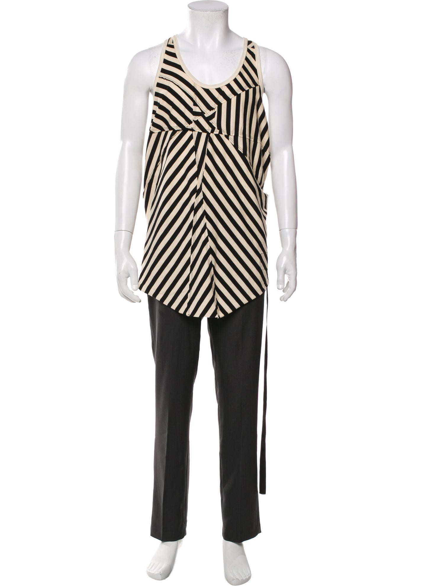 Rick Owens Drkshdw Striped Scoop Neck Tank