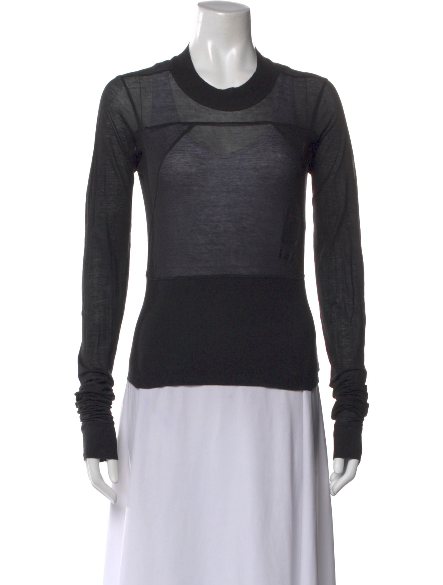 Rick Owens Drkshdw Mock Neck Long Sleeve Top