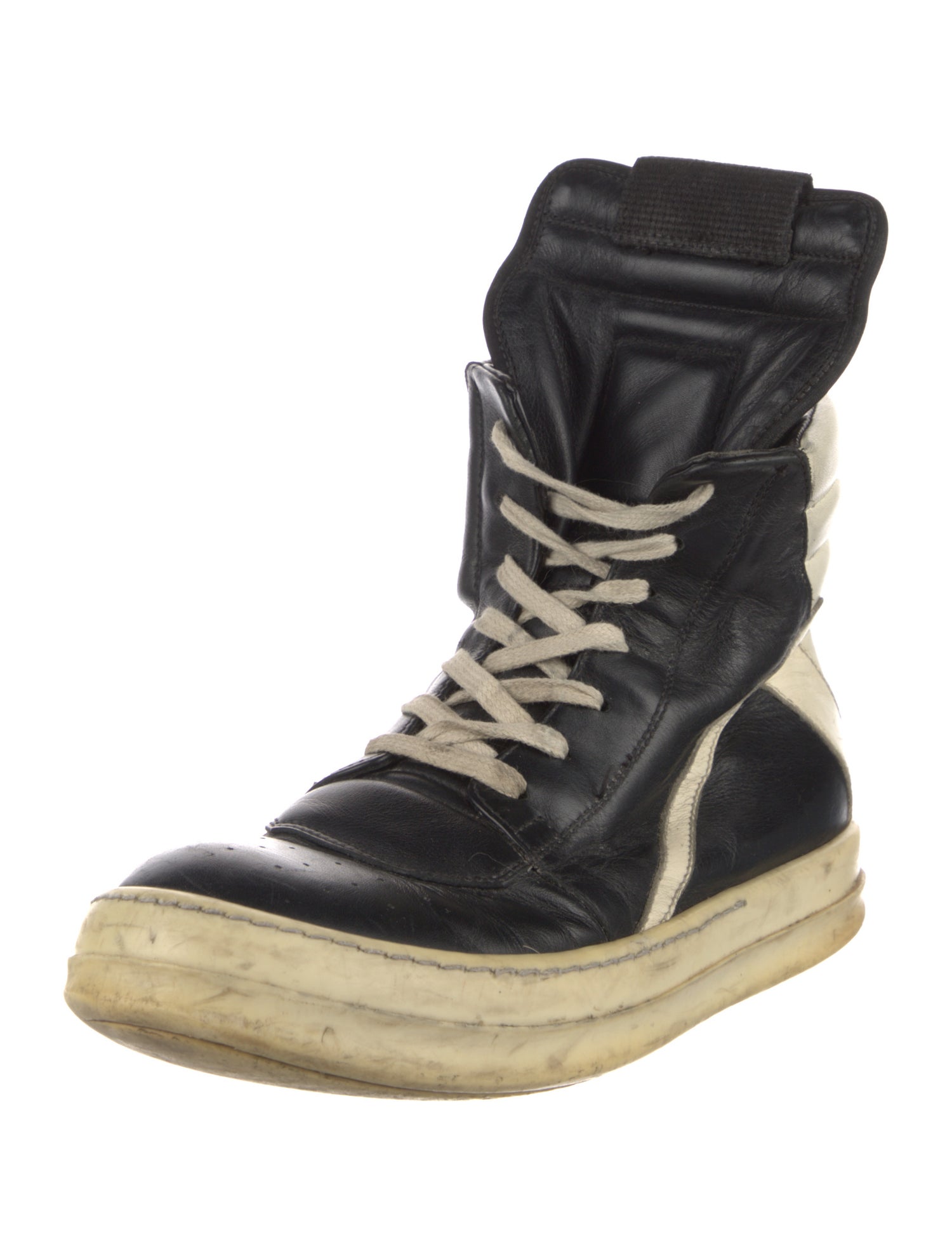 Rick Owens Drkshdw Leather Colorblock Pattern Sneakers