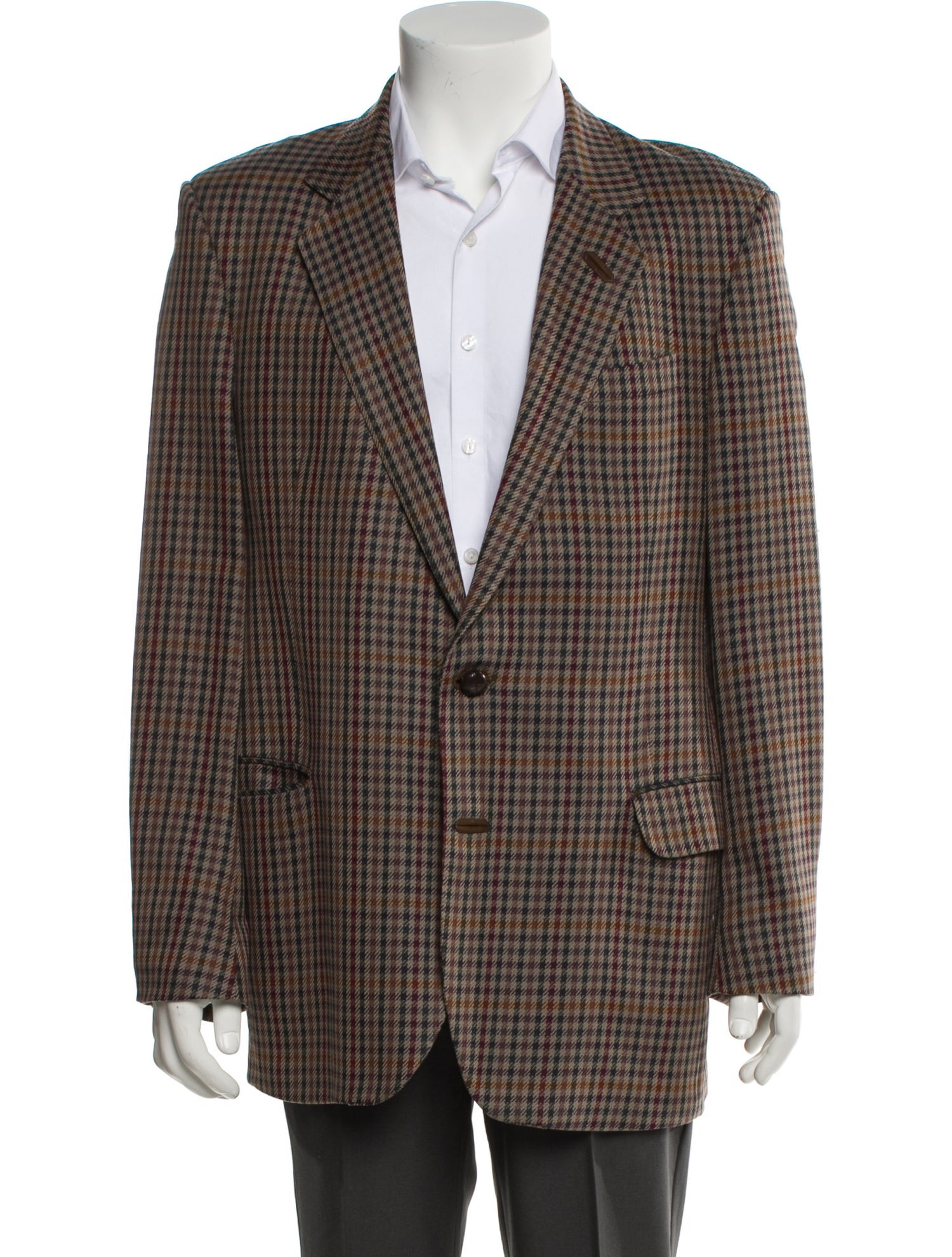 DAKS Wool Plaid Print Blazer