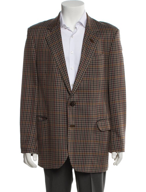 DAKS Wool Plaid Print Blazer