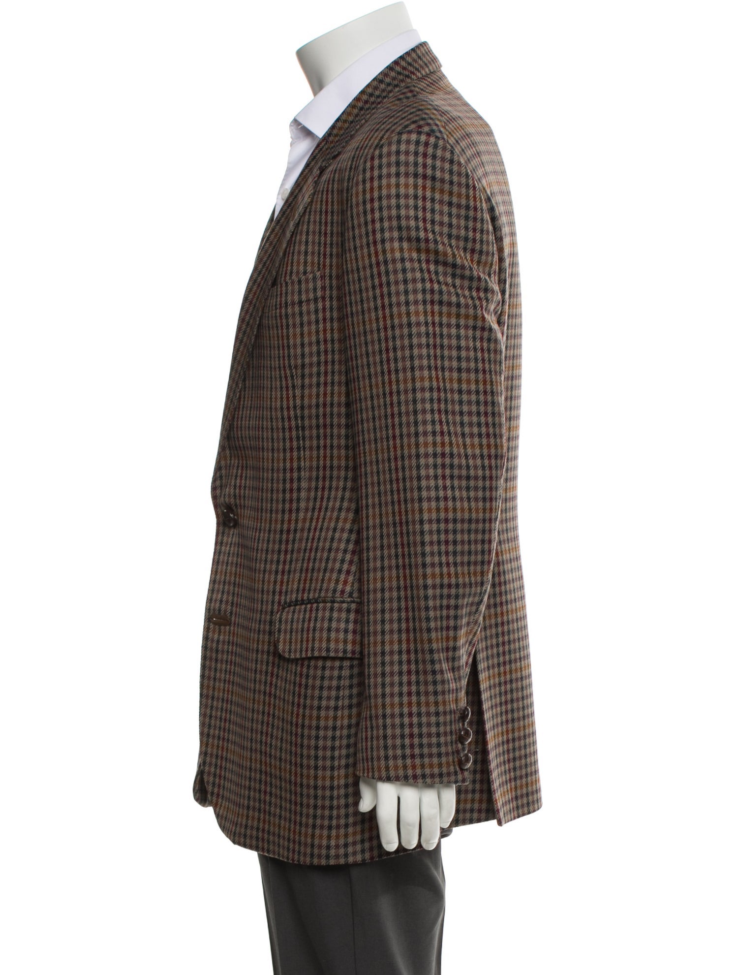 DAKS Wool Plaid Print Blazer