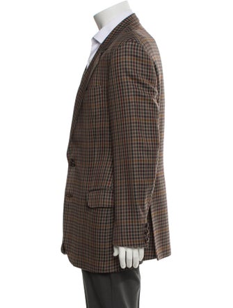 DAKS Wool Plaid Print Blazer