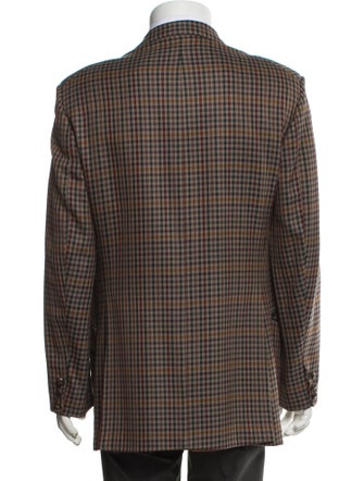 DAKS Wool Plaid Print Blazer