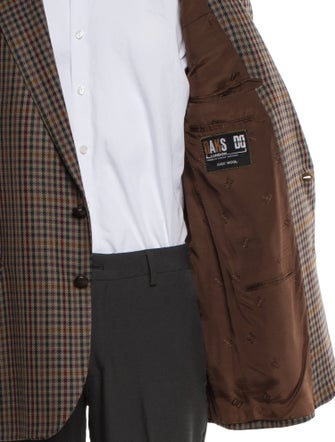 DAKS Wool Plaid Print Blazer