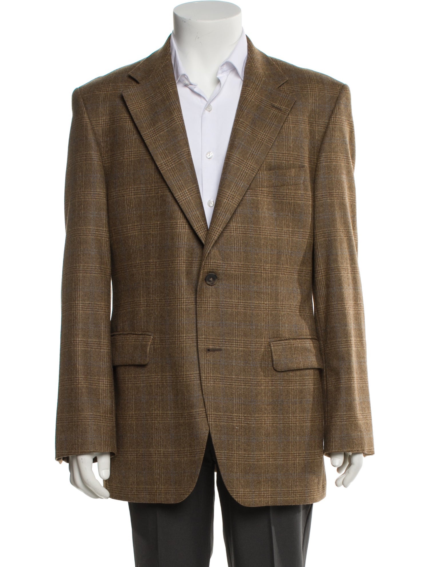 DAKS Wool Plaid Print Blazer