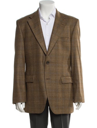 DAKS Wool Plaid Print Blazer