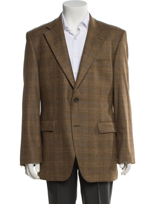 DAKS Wool Plaid Print Blazer