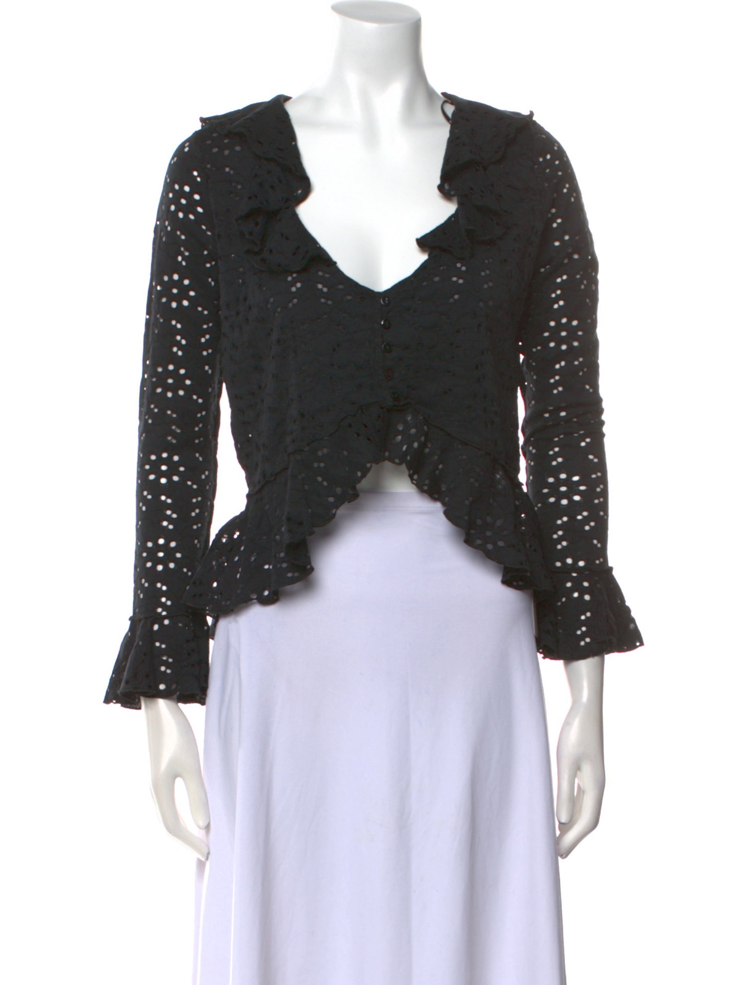 Desigual V-Neck Three-Quarter Sleeve Crop Top