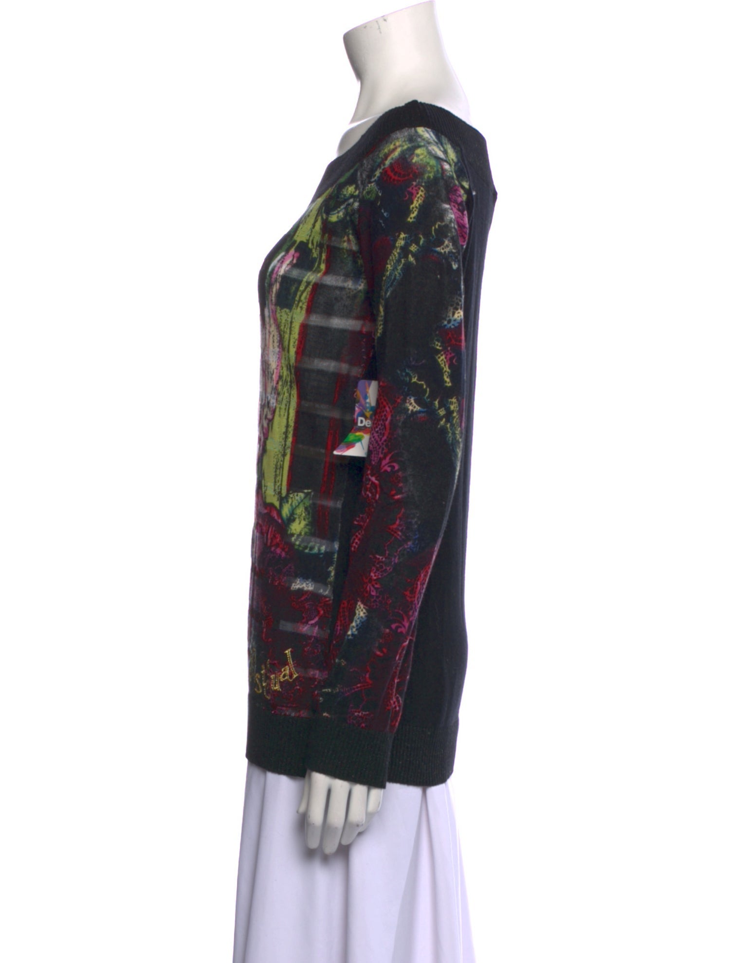 Desigual Printed Off-The-Shoulder Sweater w/ Tags