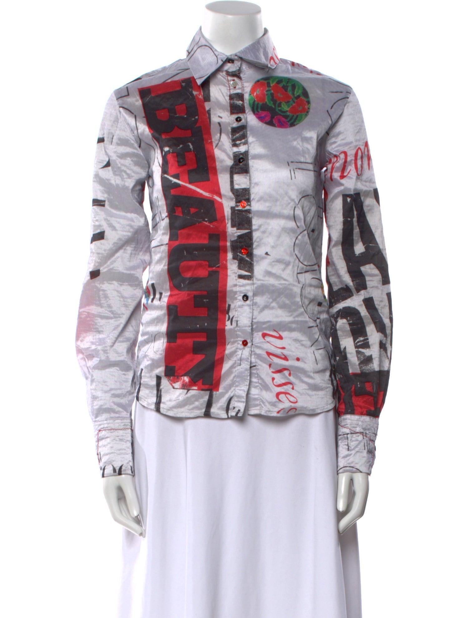 Desigual Printed Long Sleeve Button-Up Top