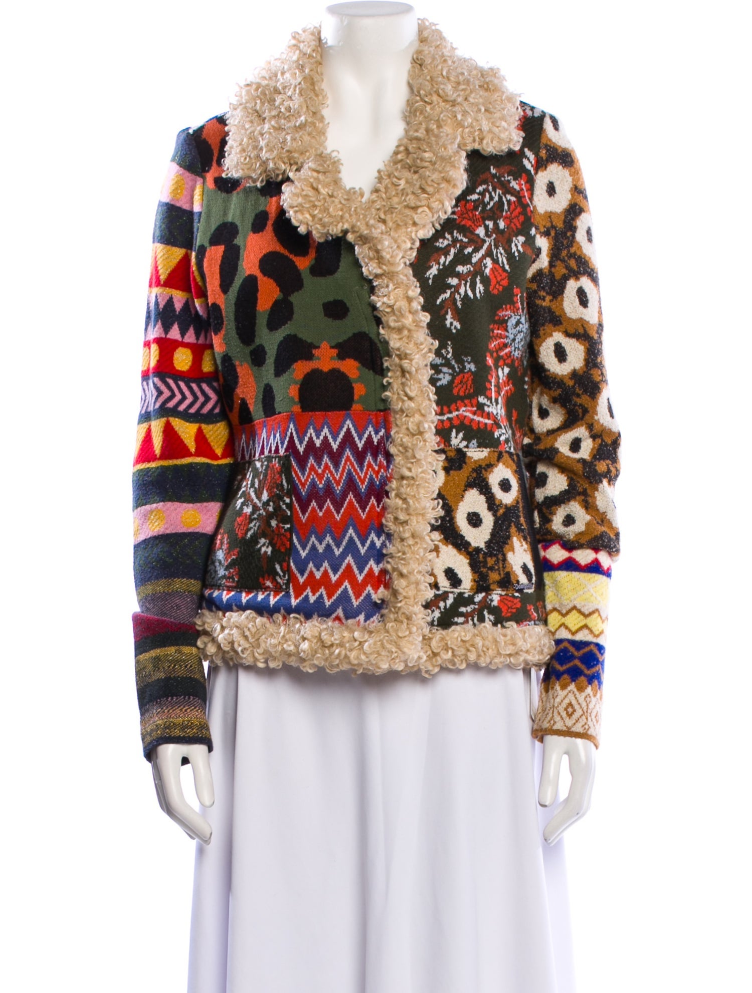 Desigual Printed Faux Fur Jacket