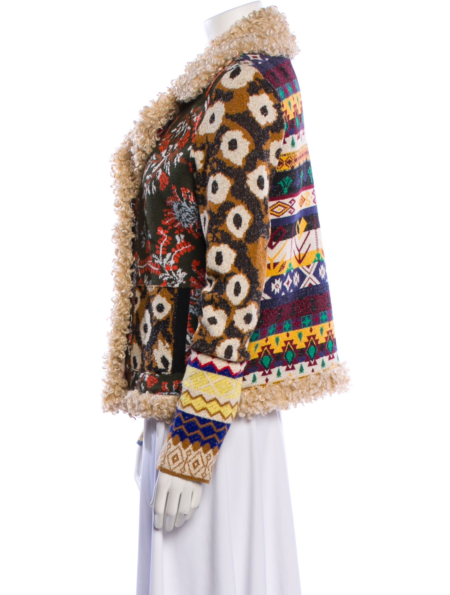 Desigual Printed Faux Fur Jacket