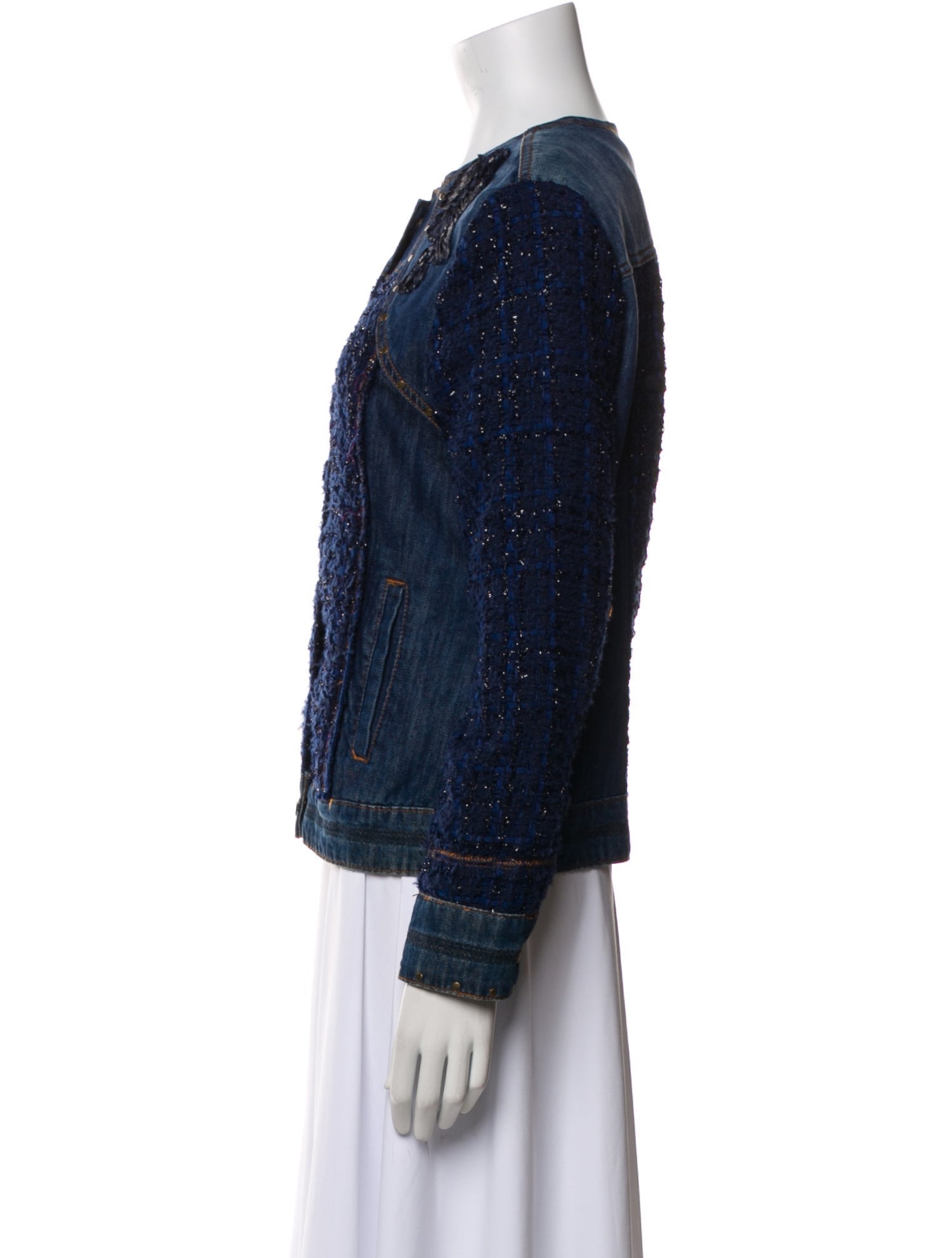 Desigual Tweed Pattern Denim Jacket