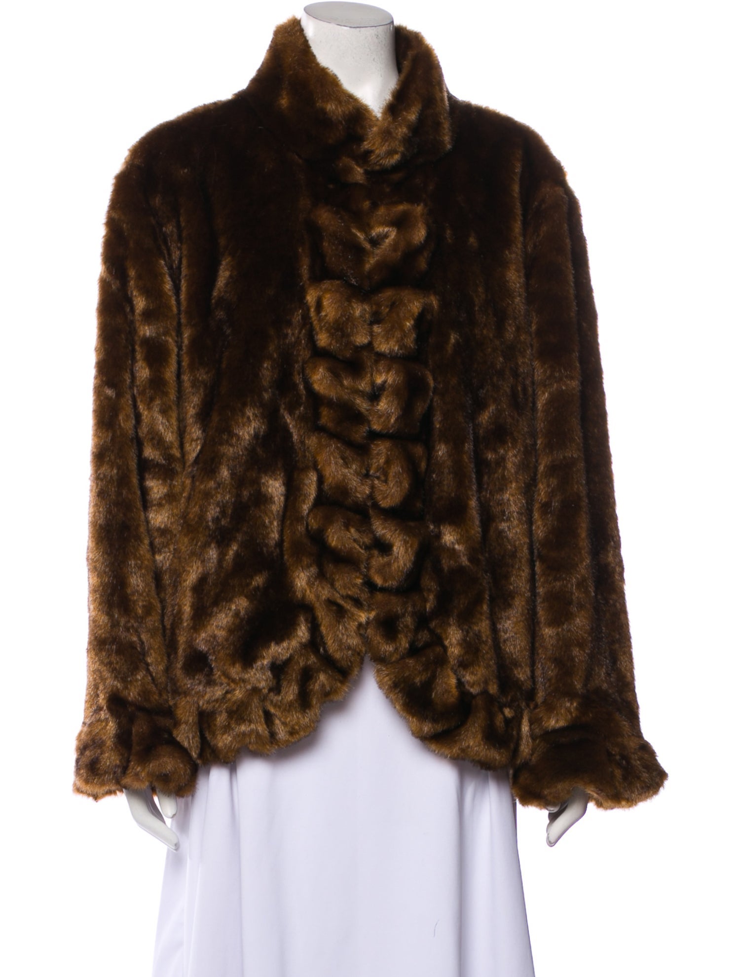 Donna Salyers Faux Fur Animal Print Faux Fur Coat