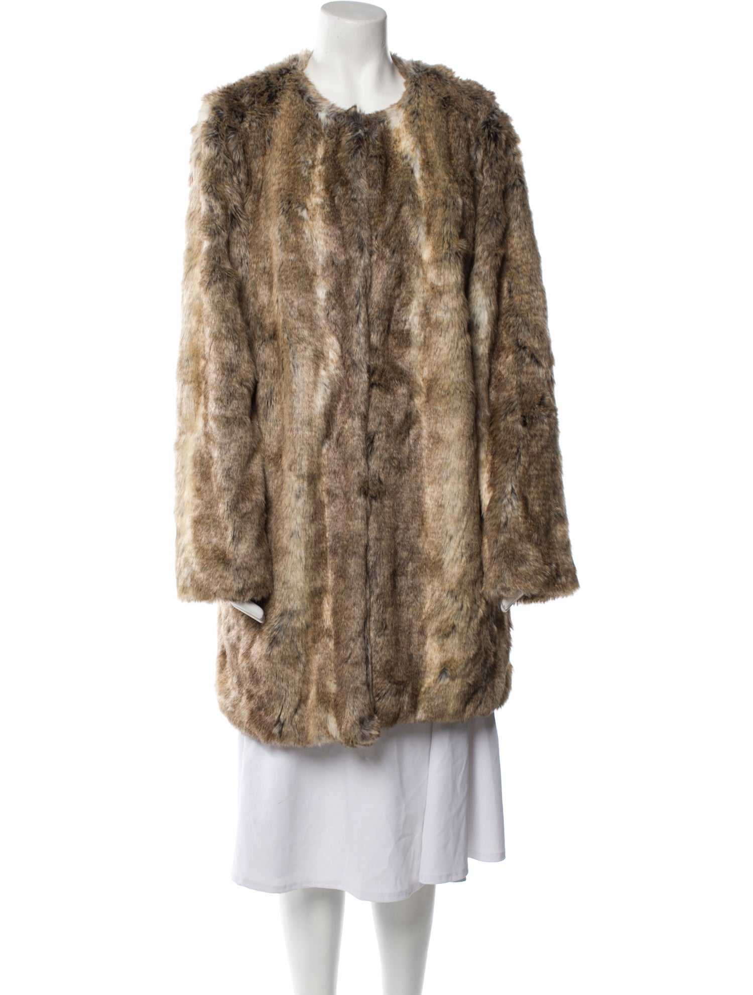 Donna Salyers Faux Fur Animal Print Faux Fur Coat