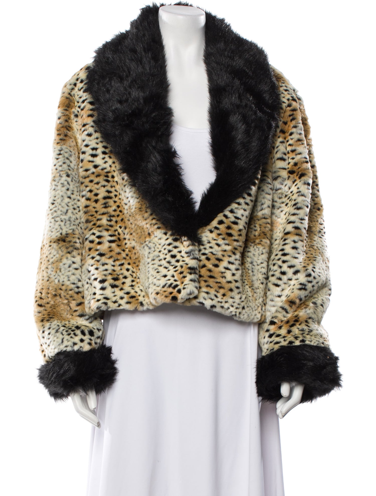 Donna Salyers Embossed Leather Animal Print Faux Fur Coat