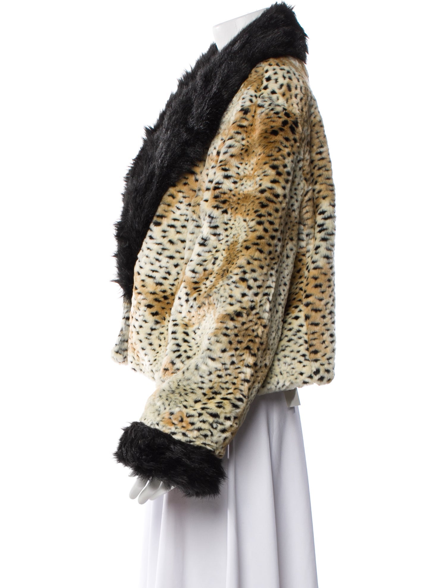 Donna Salyers Embossed Leather Animal Print Faux Fur Coat