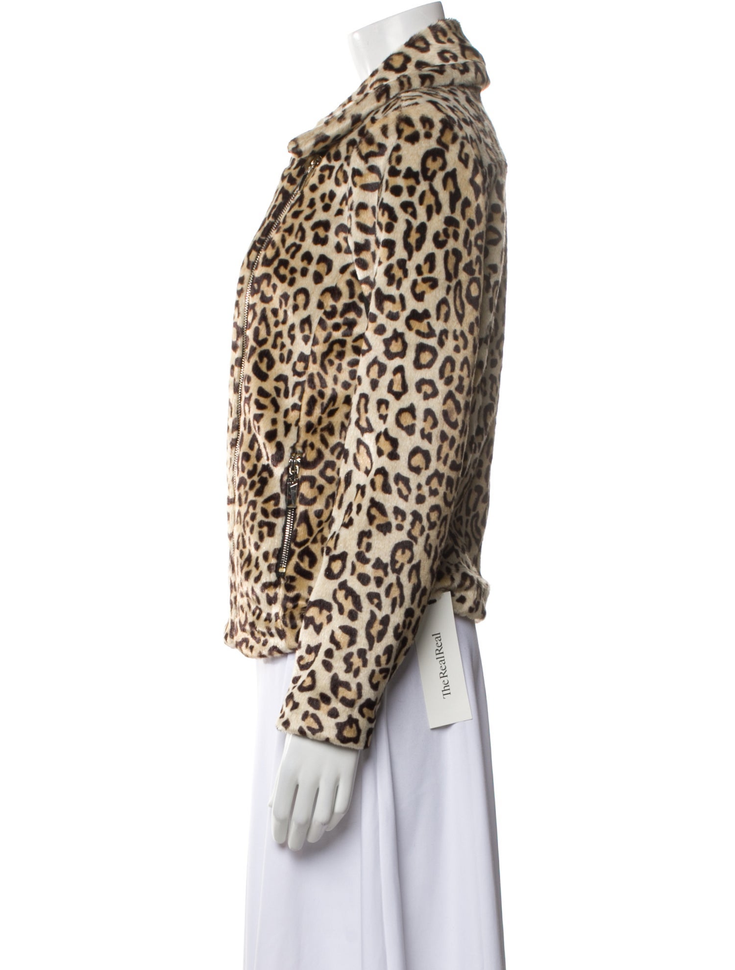 Donna Salyers Faux Fur Animal Print Biker Jacket