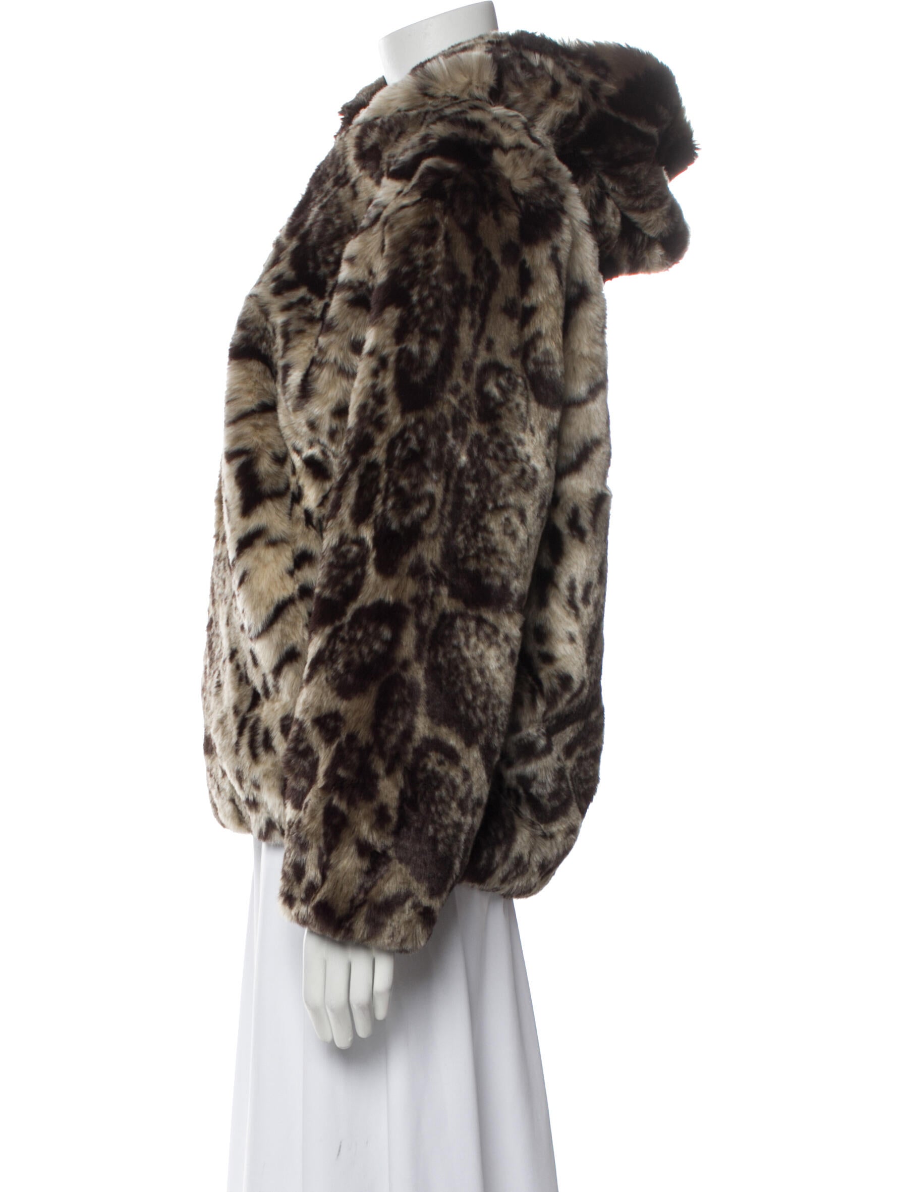Donna Salyers Faux Fur Animal Print Faux Fur Coat