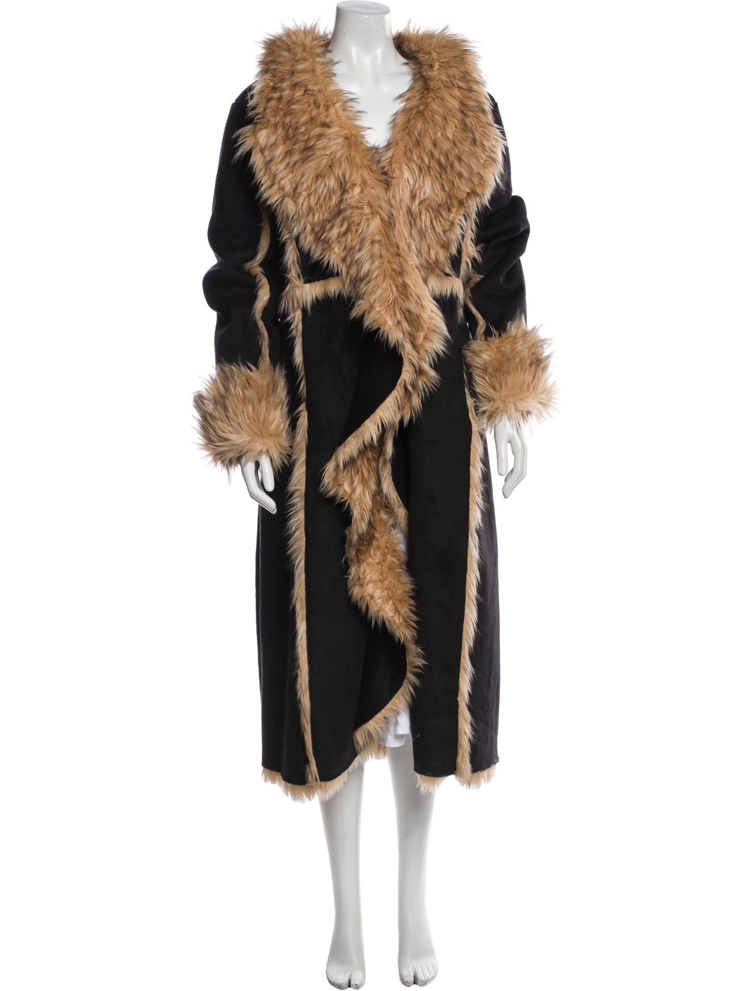 Donna Salyers Faux Leather Colorblock Pattern Coat