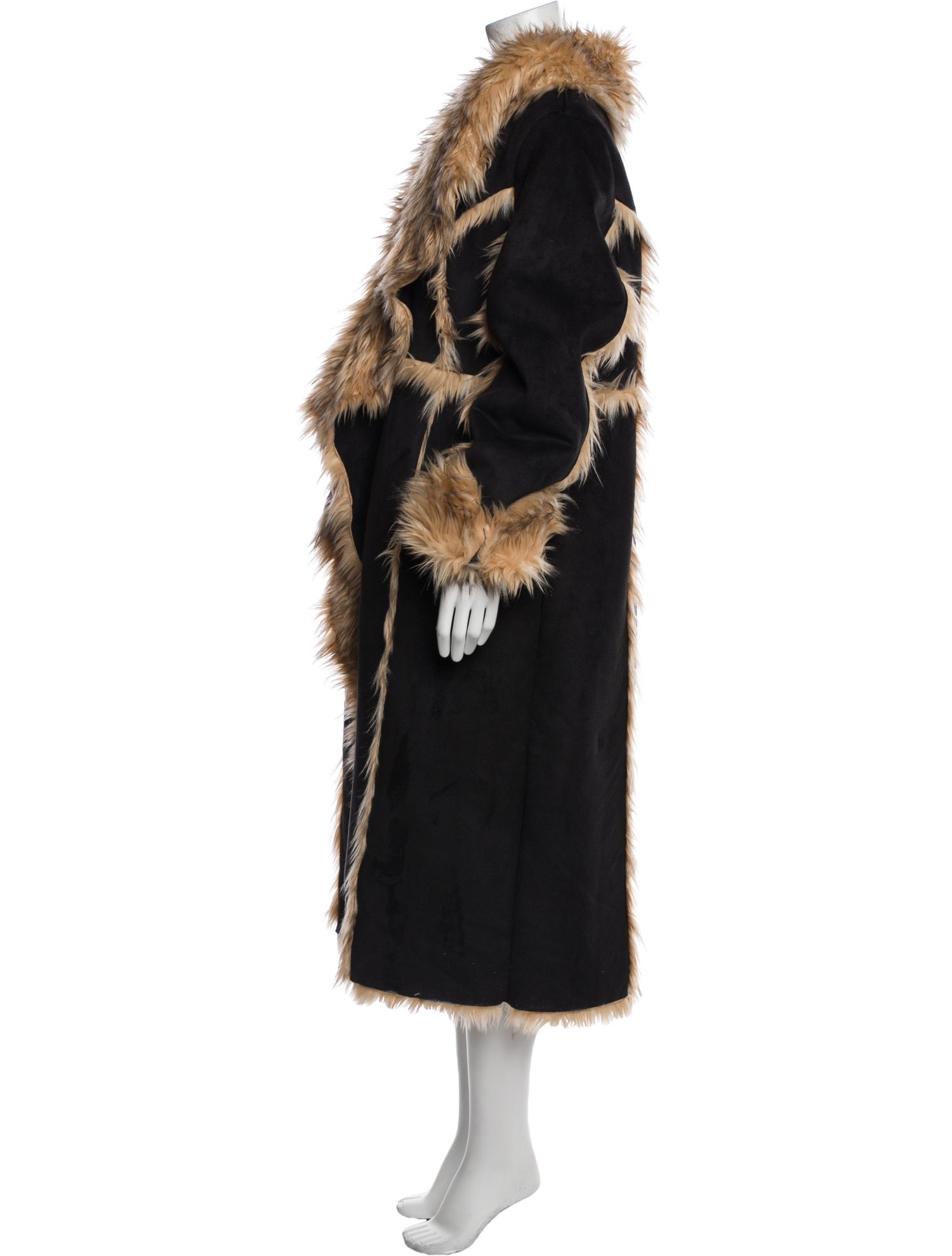 Donna Salyers Faux Leather Colorblock Pattern Coat