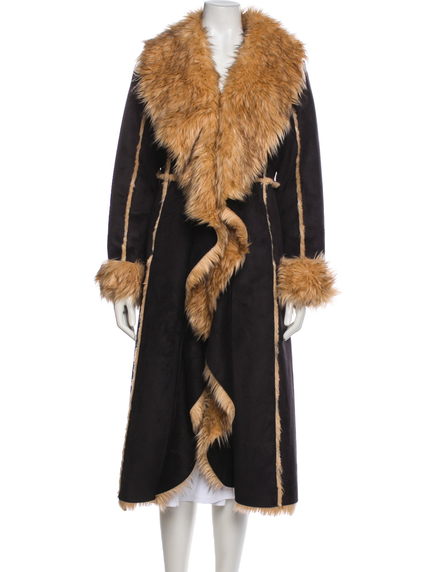 Donna Salyers Faux Fur Colorblock Pattern Coat