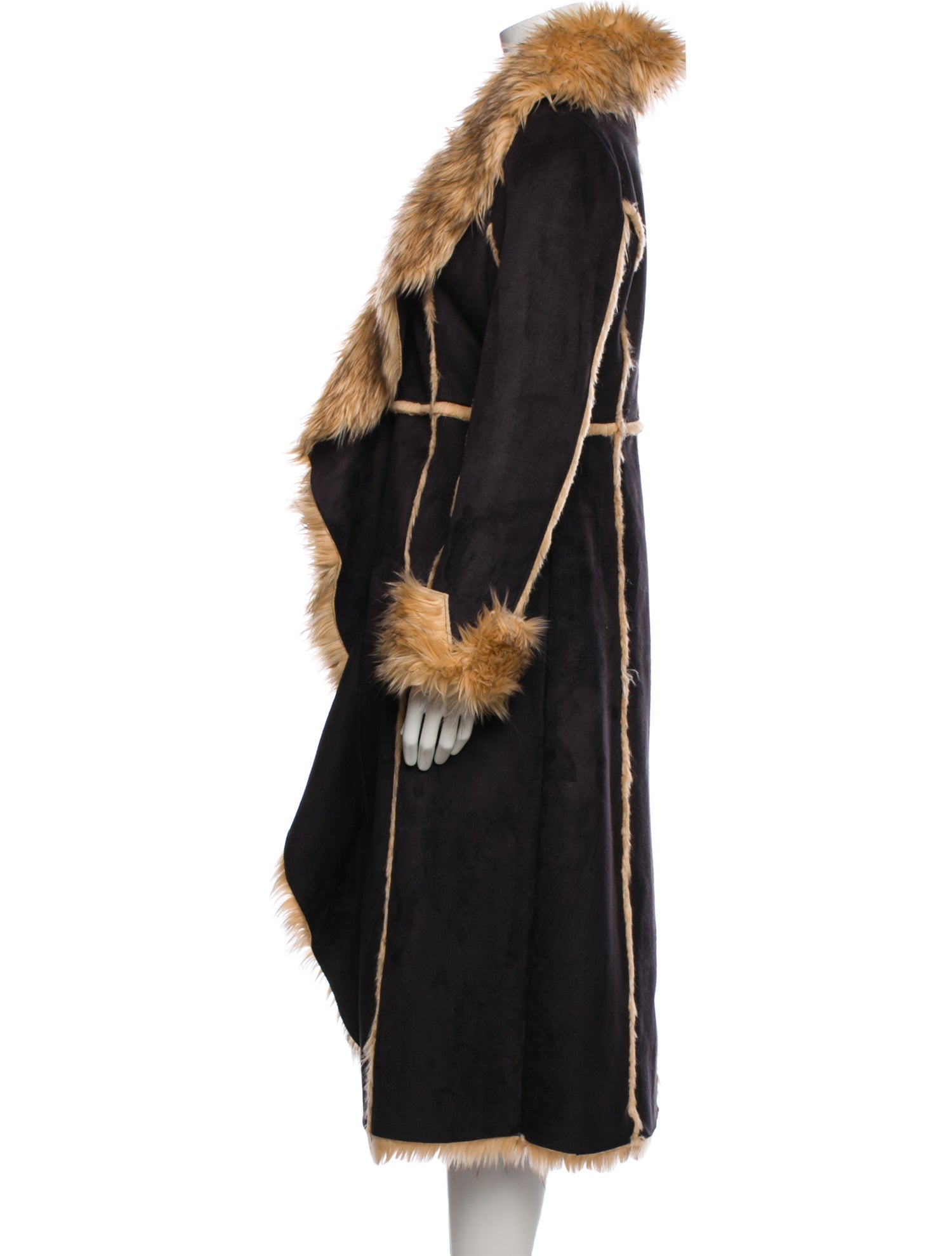 Donna Salyers Faux Fur Colorblock Pattern Coat